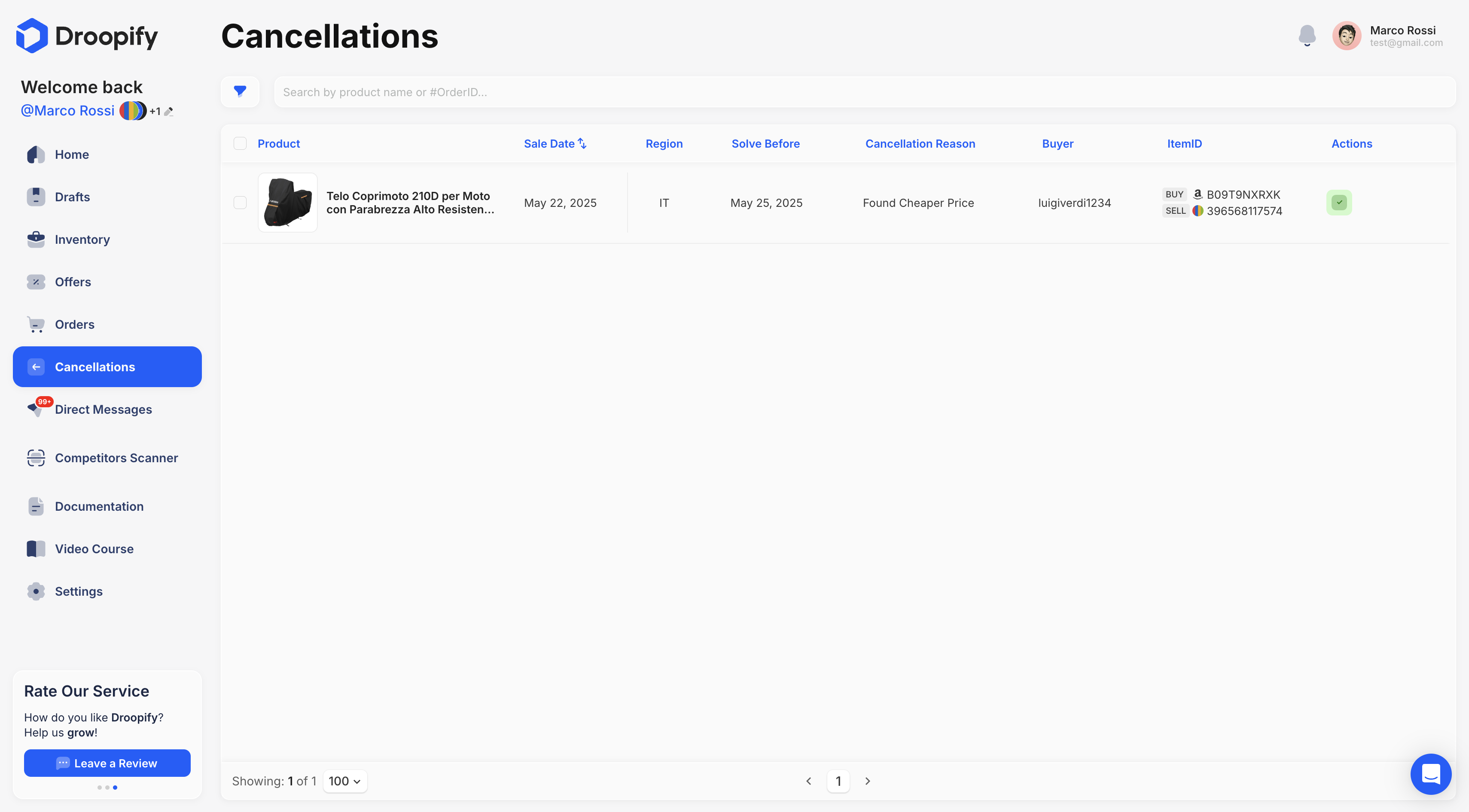 Cancellations Page
