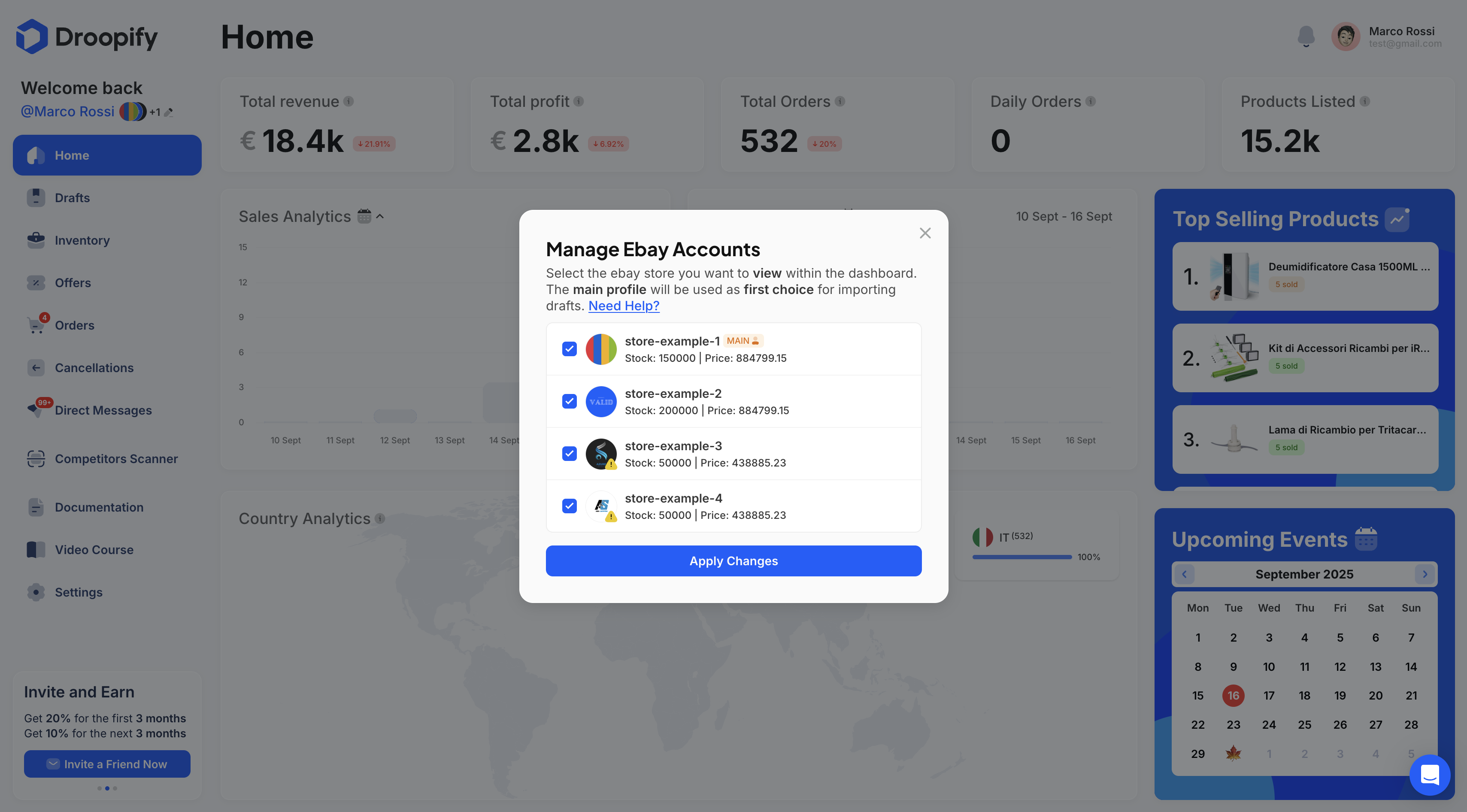 Manage eBay Account Panel