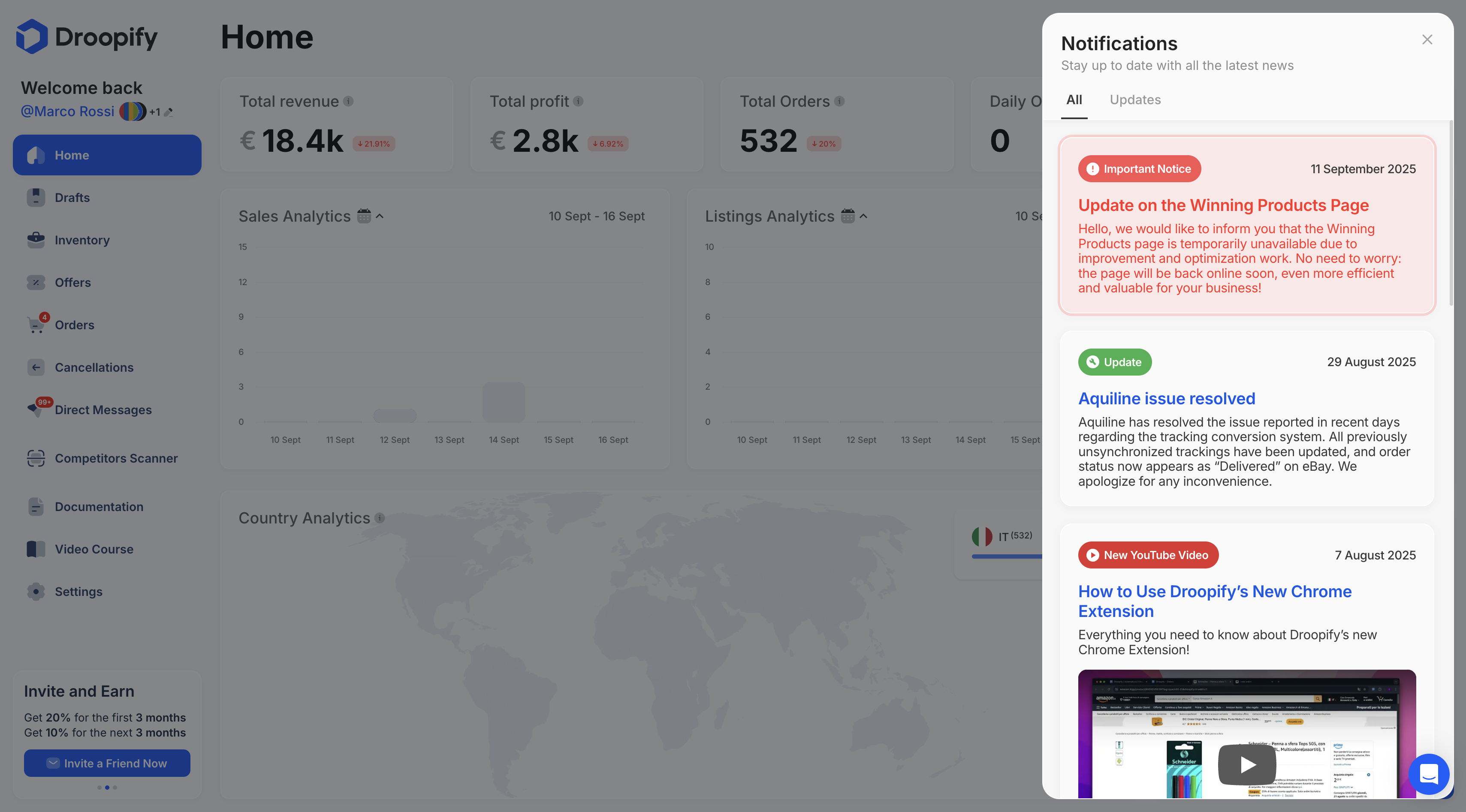 Notifications Panel