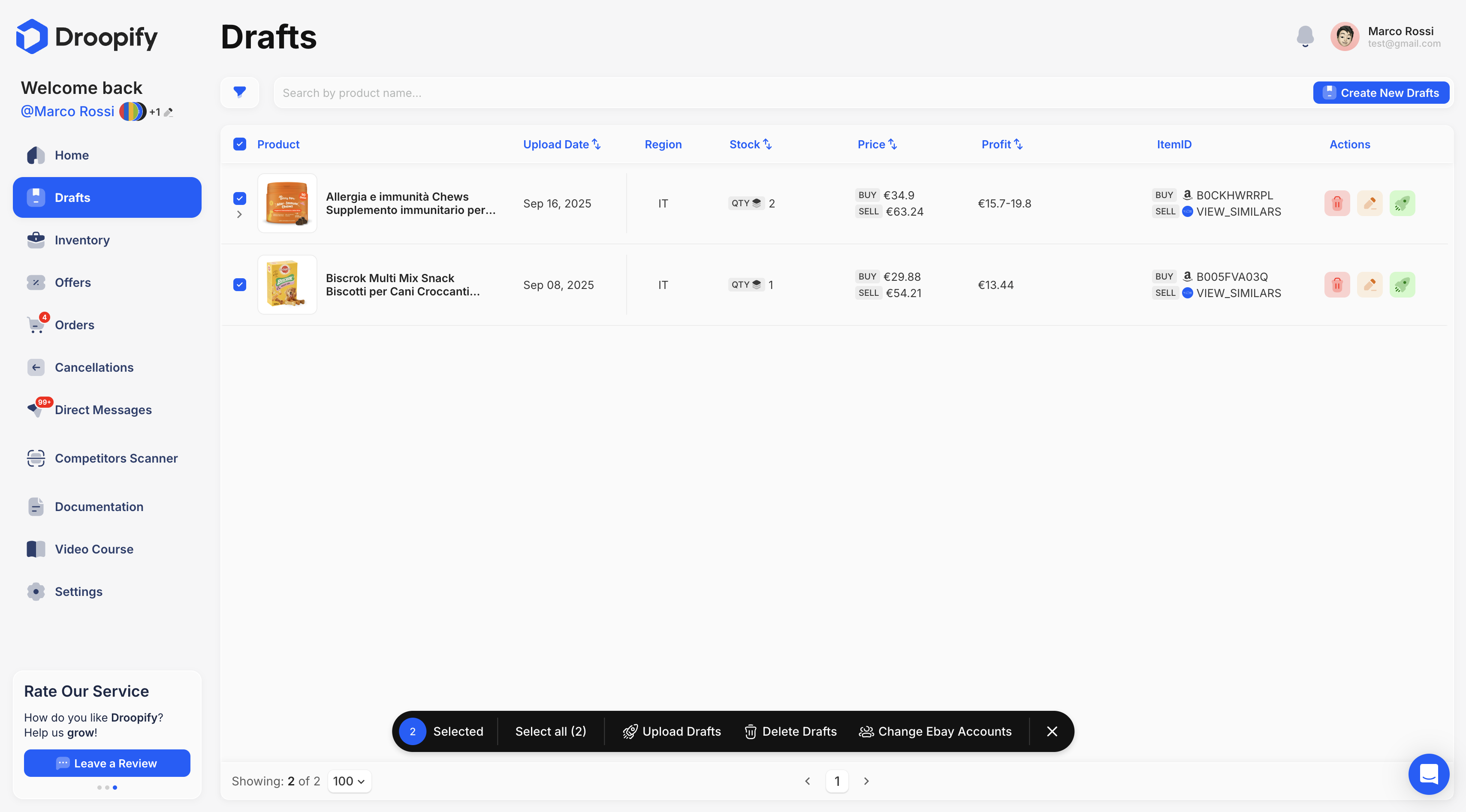 Drafts Page - Bulk Edit