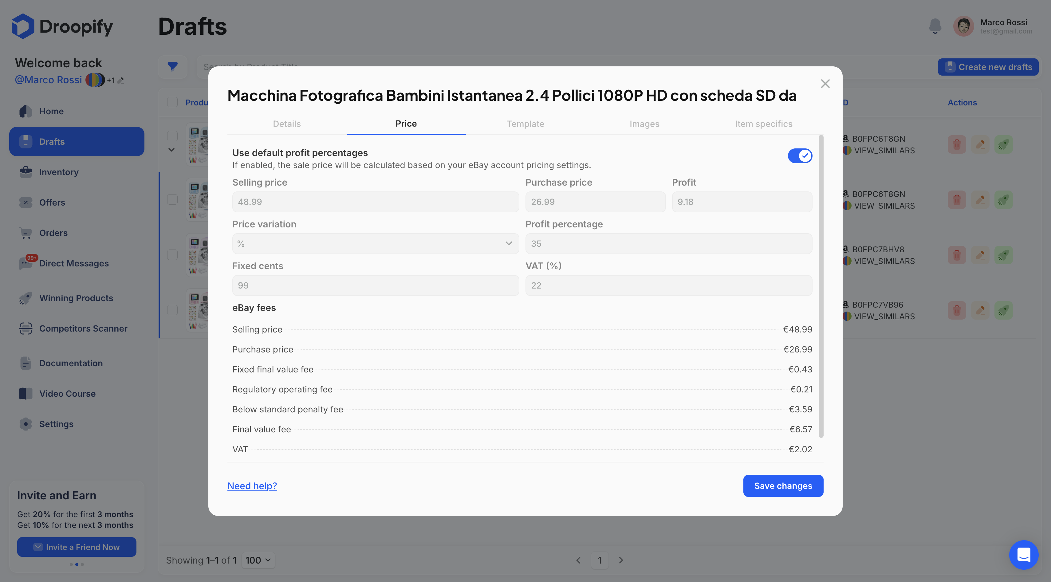 Pagina Bozze - Modifica Singola