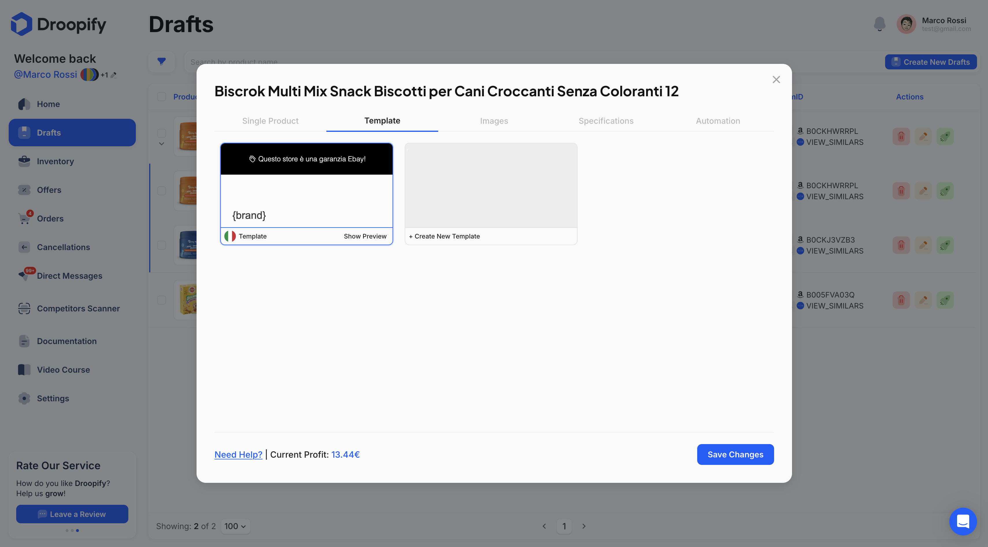 Drafts Page - Single Edit Template