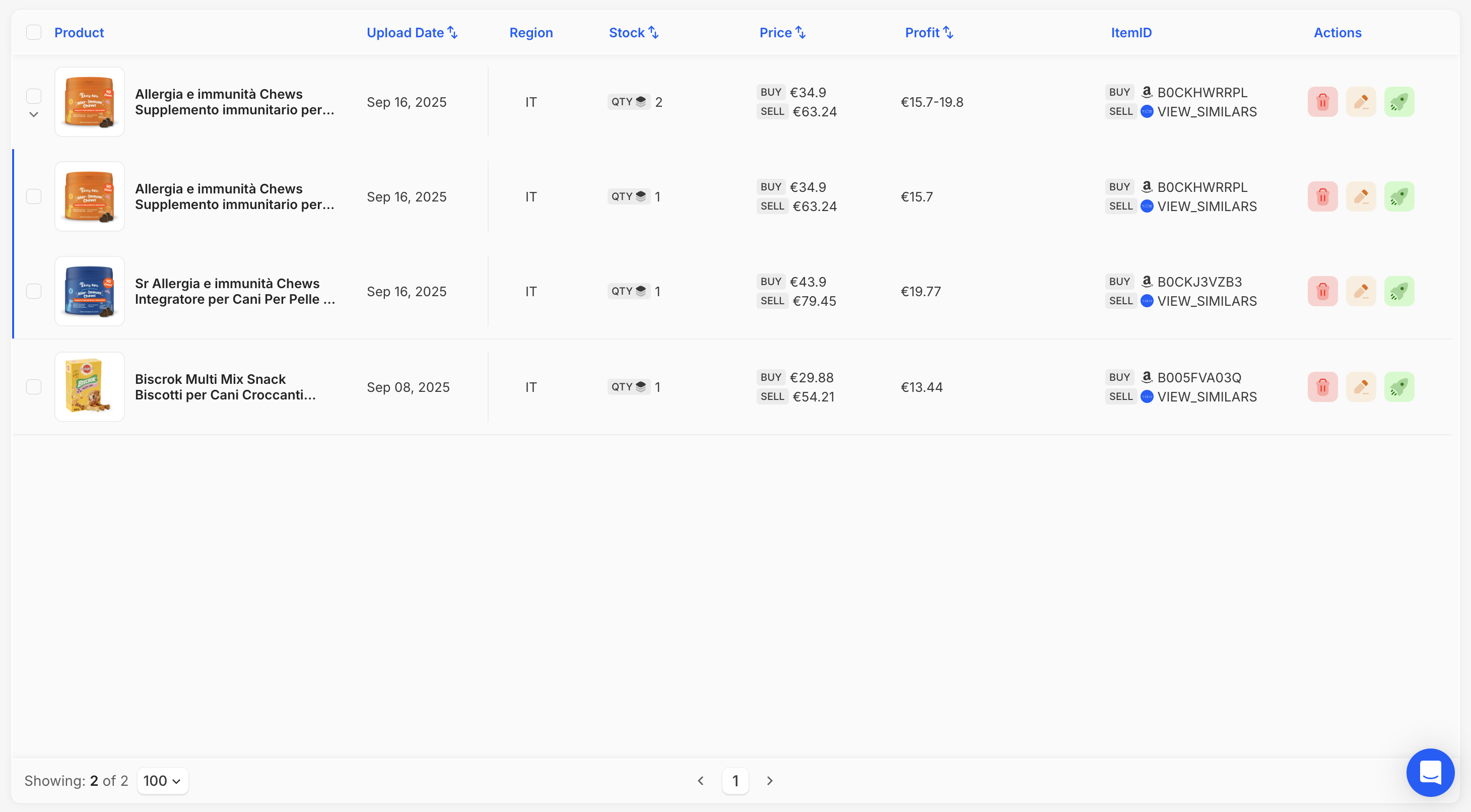 Drafts Page - Table