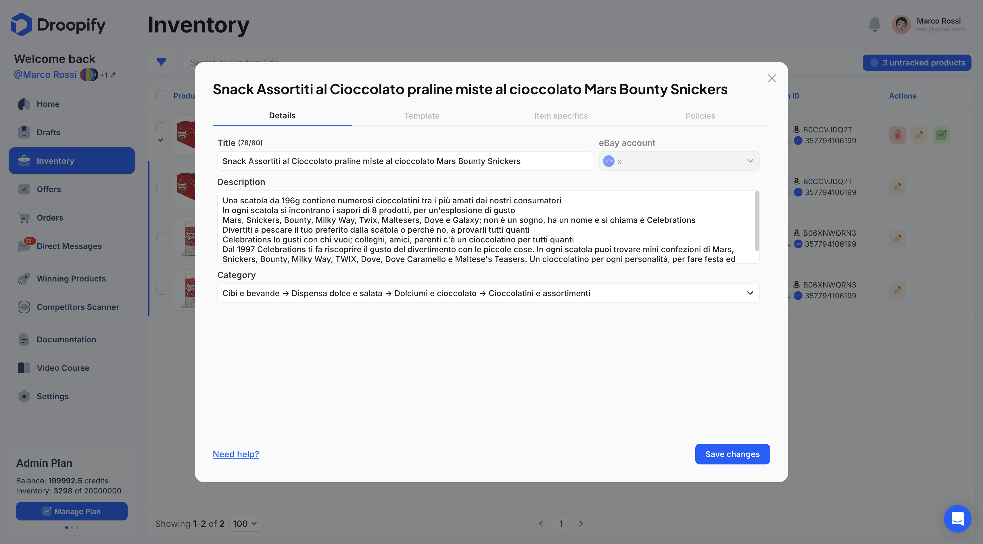 Inventory Page - Edit Group