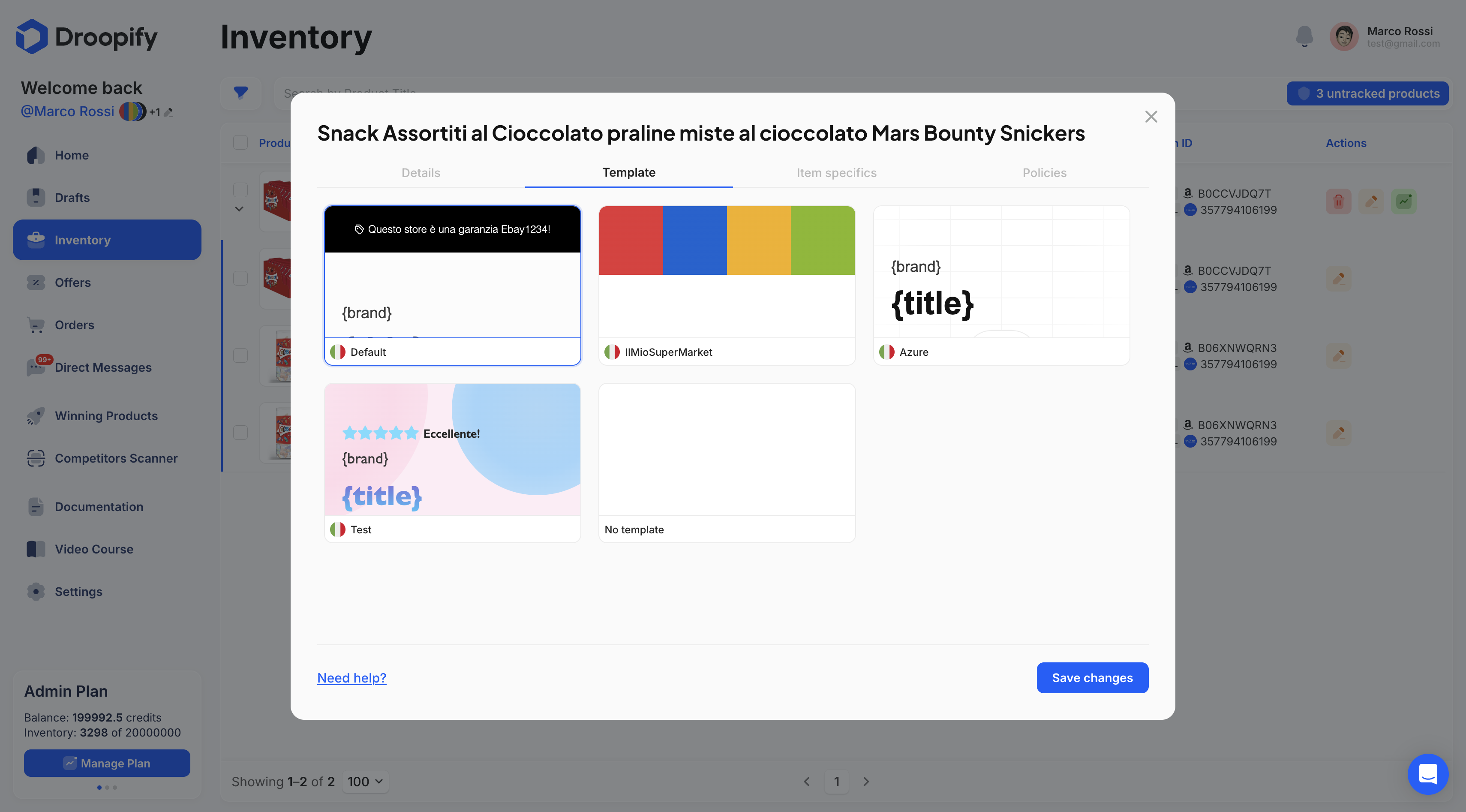 Inventory Page - Edit Group Template