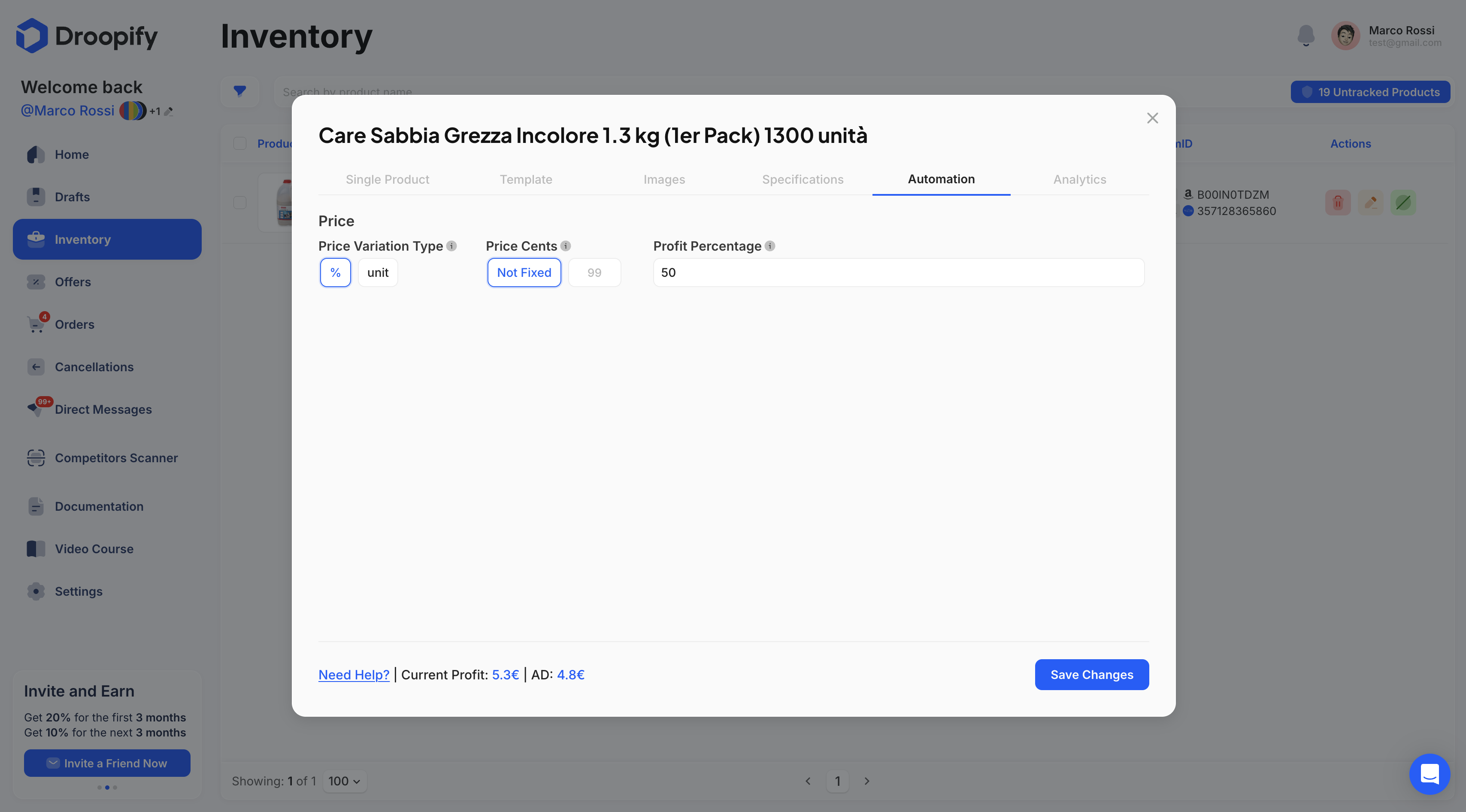 Inventory Page - Edit Single Automation