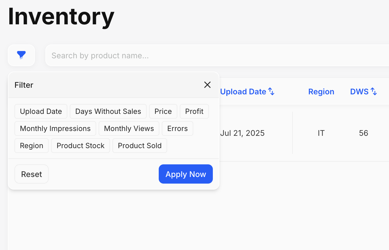 Inventory Filters