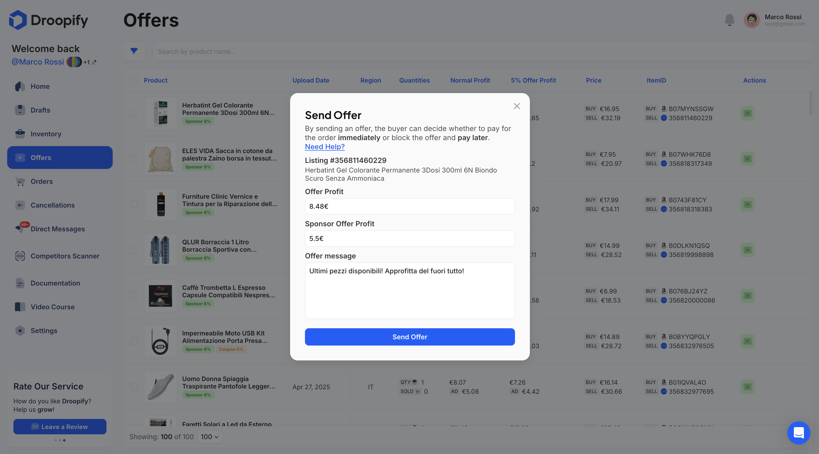 Offers Page - Send Offer