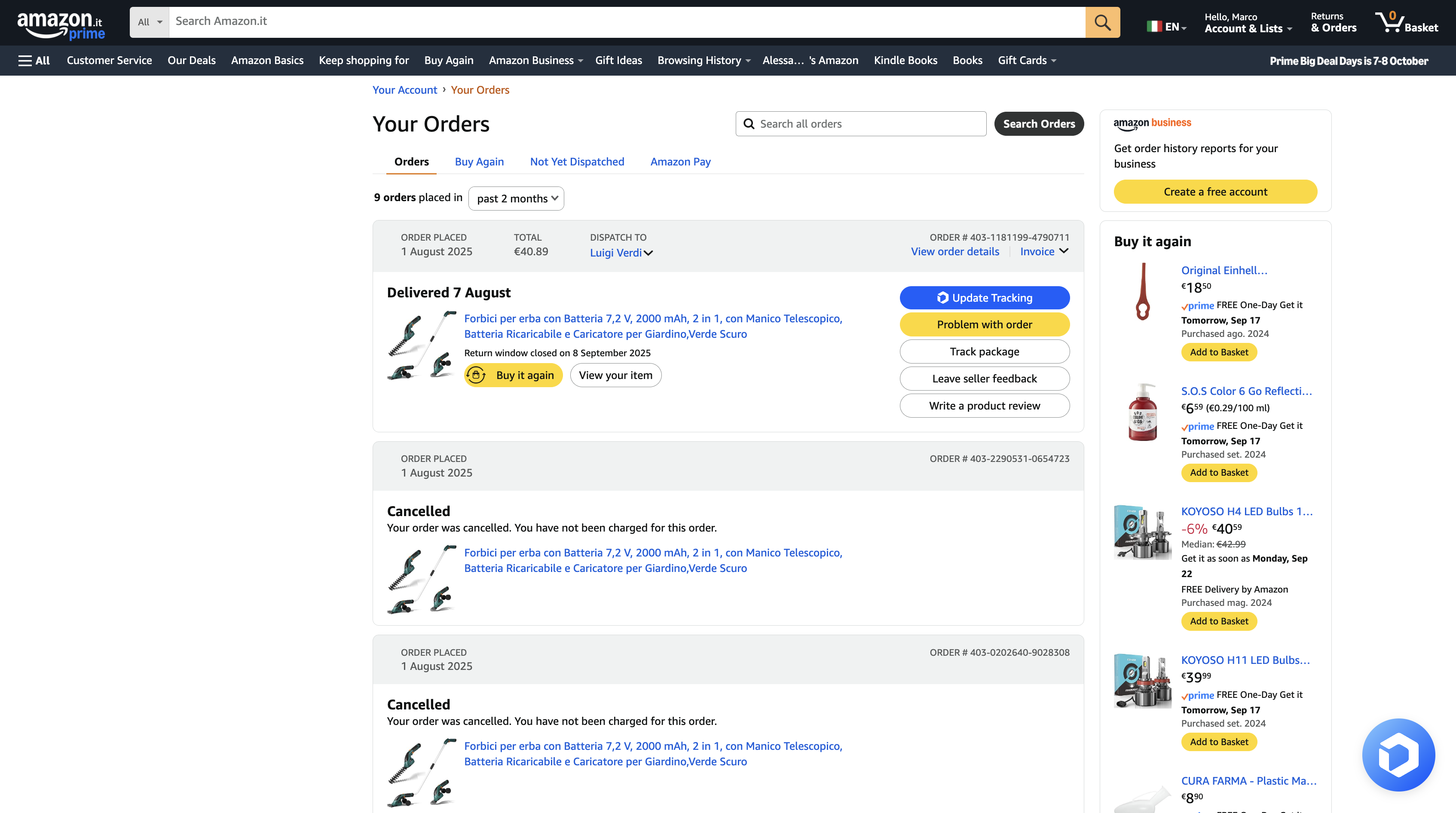 Orders Page - Amazon Order