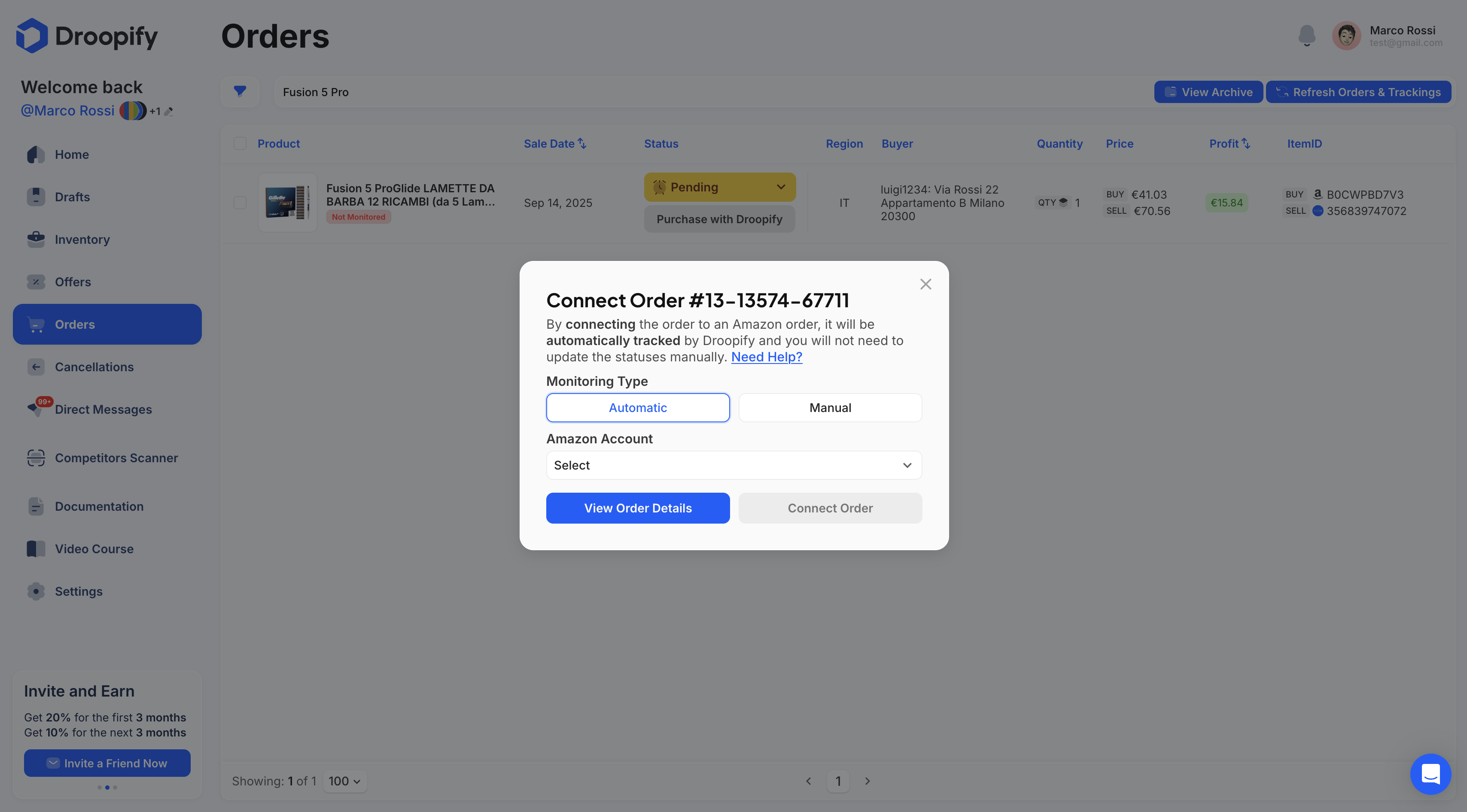 Orders Page - Connect Order