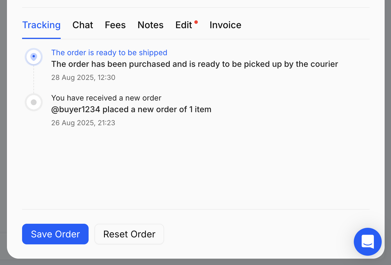 Orders Page - View Order Details - Tracking