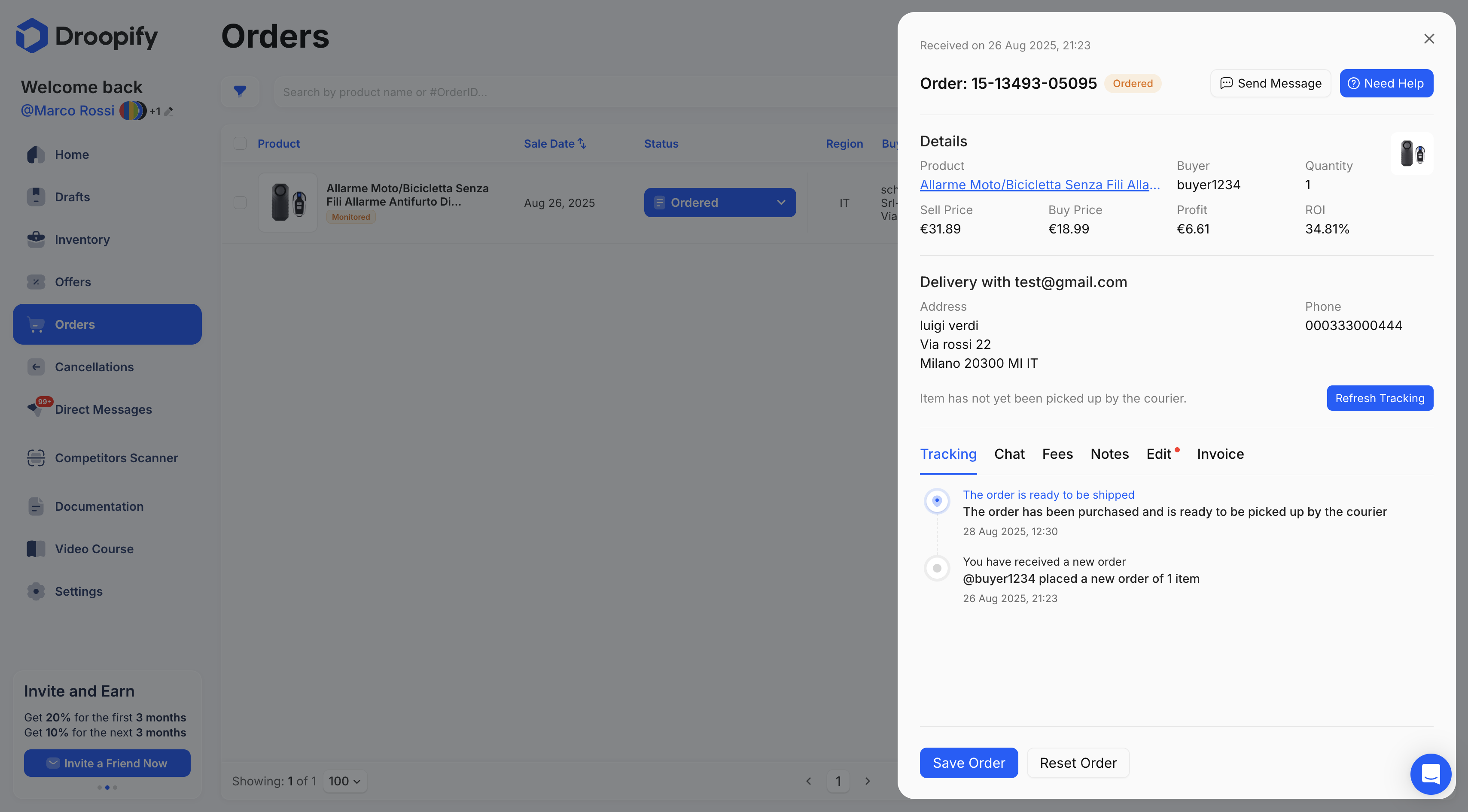 Orders Page - View Order Details