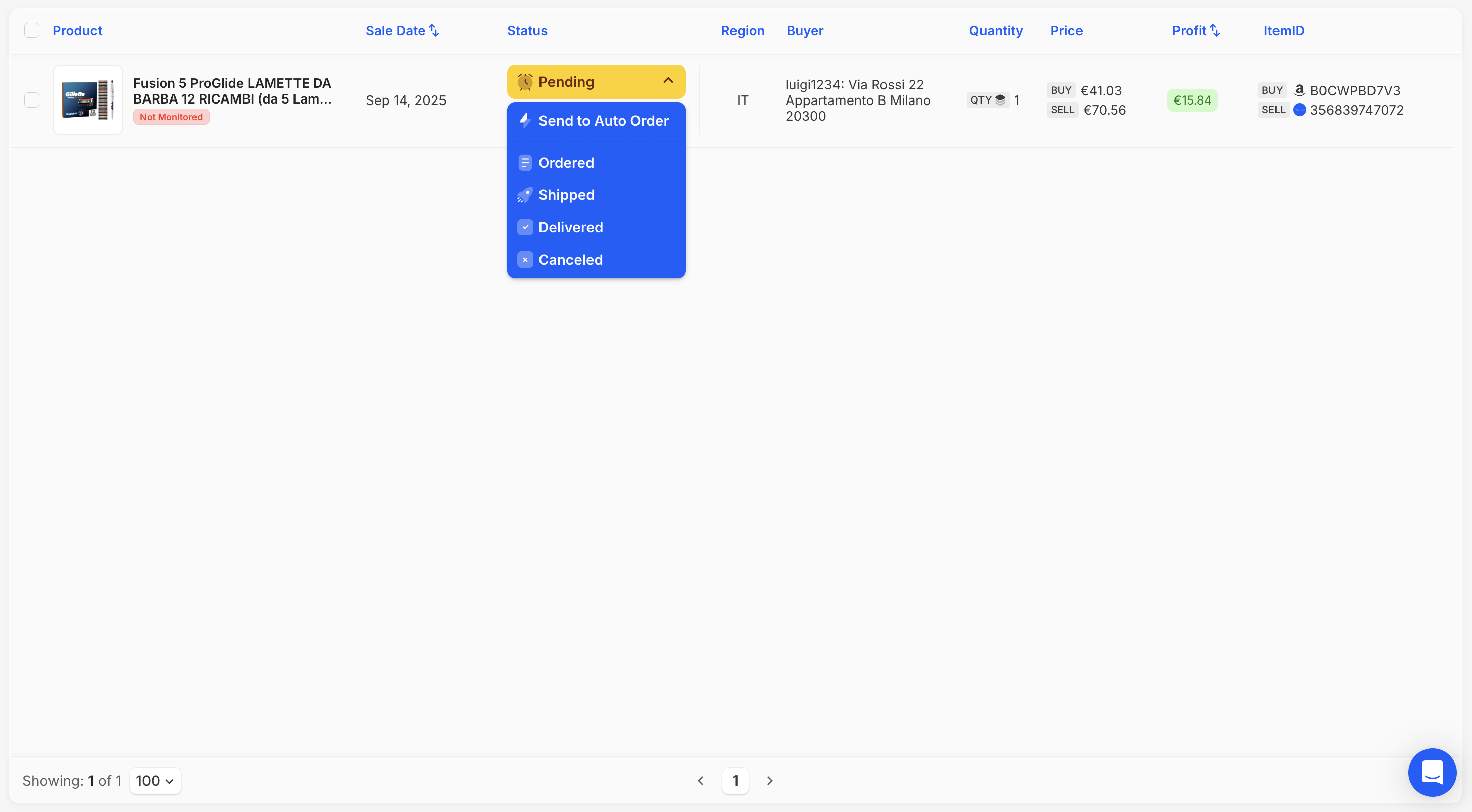 Orders Page - Statuses