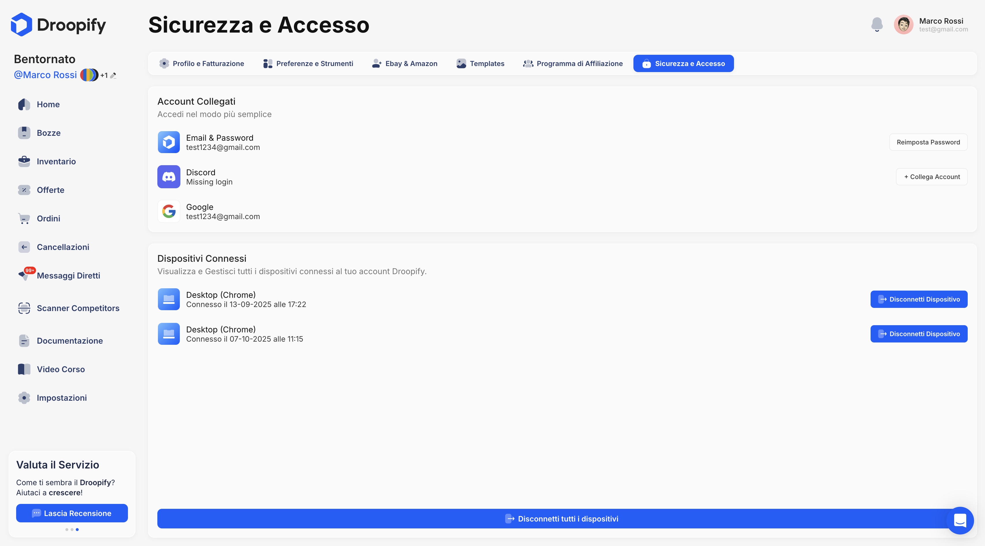 Login and Security Page
