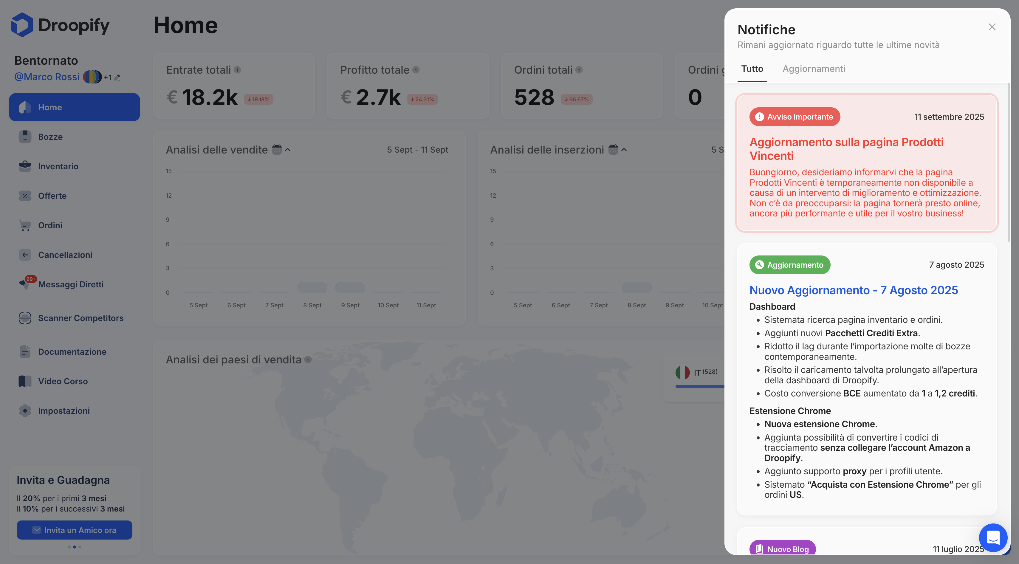 Pannello Notifiche