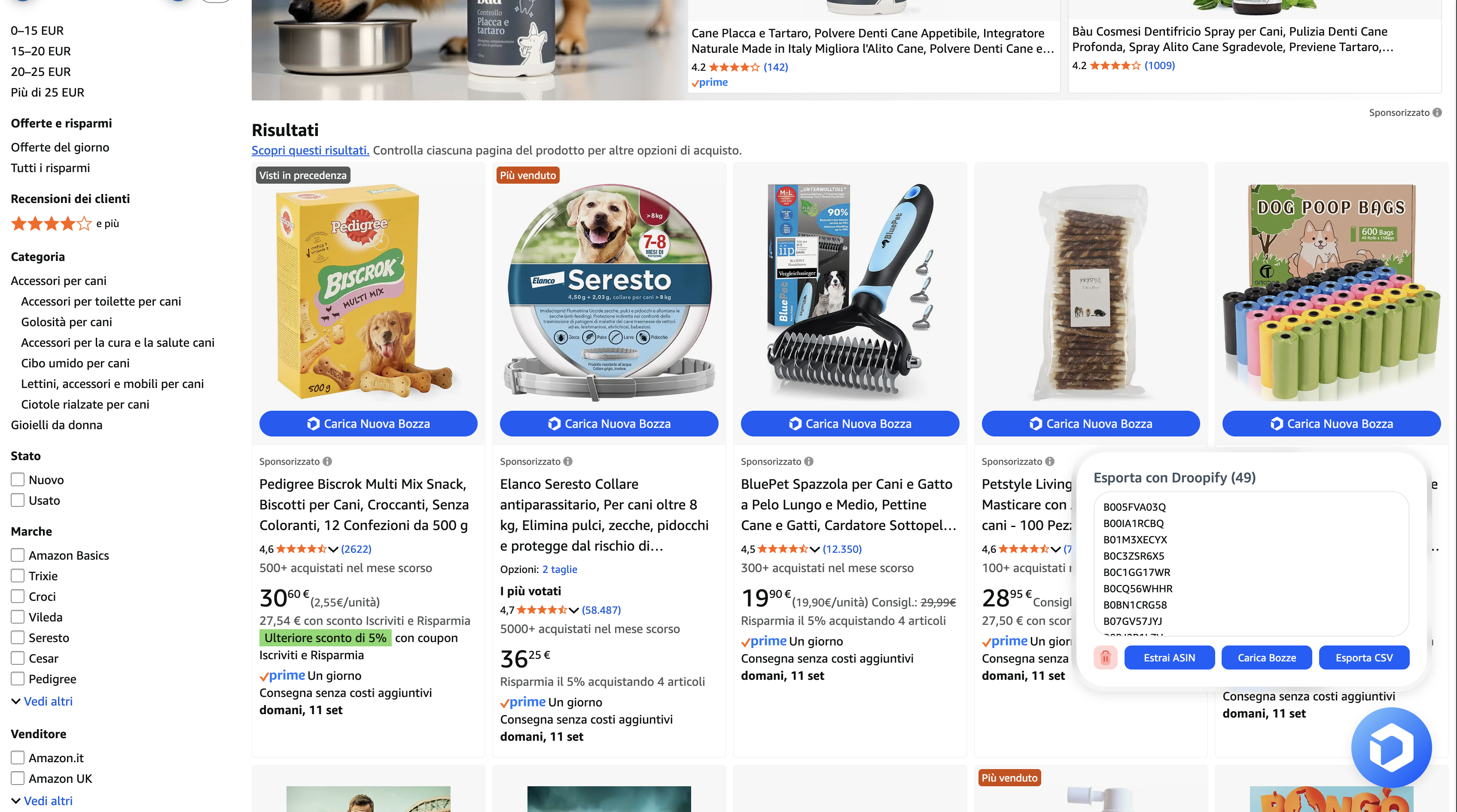 Estensione Chrome - Pannello Amazon