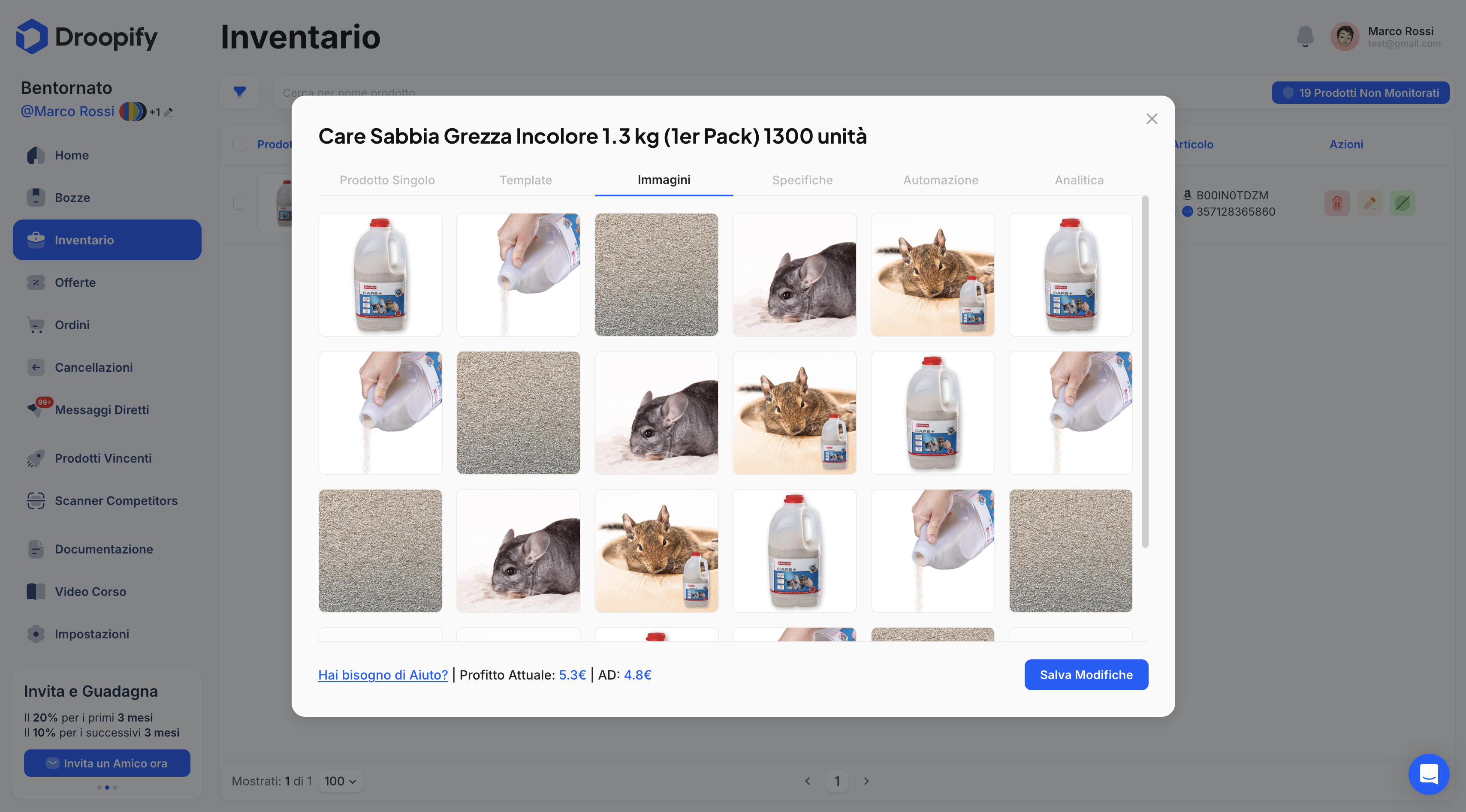 Pagina Inventario - Modifica Singola Immagini