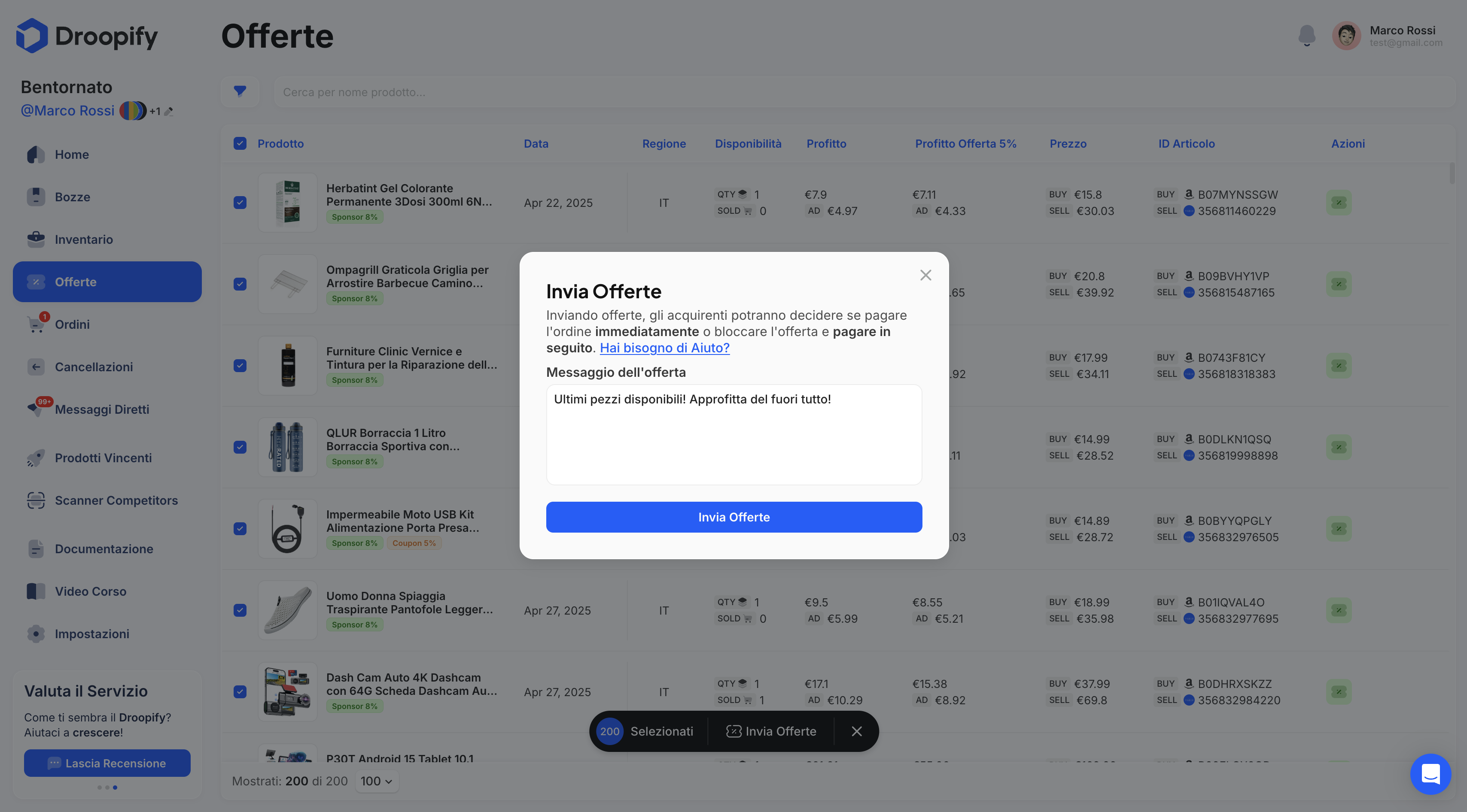 Pagina Offerte - Invio Offerte in Massa