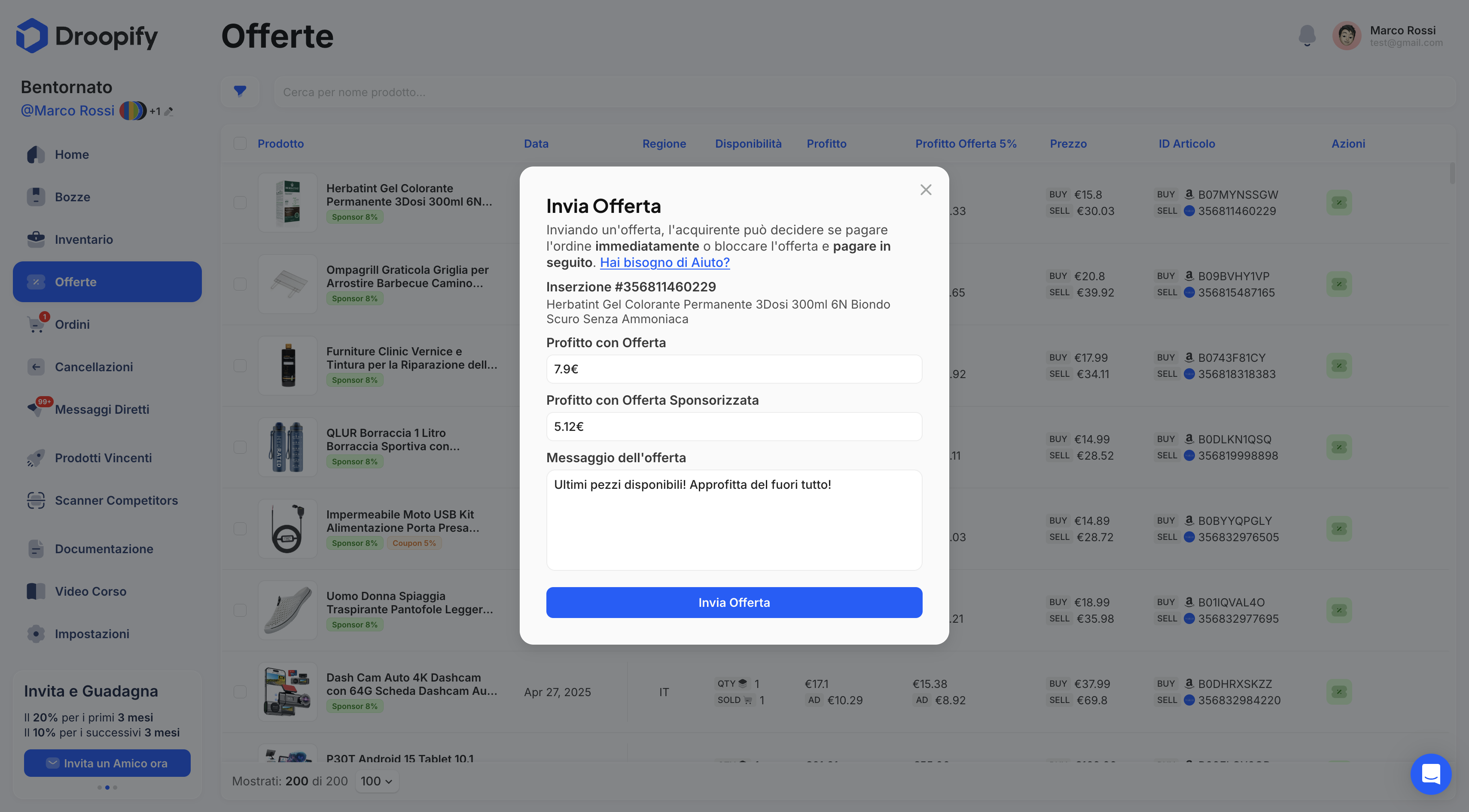 Pagina Offerte - Invio Offerta