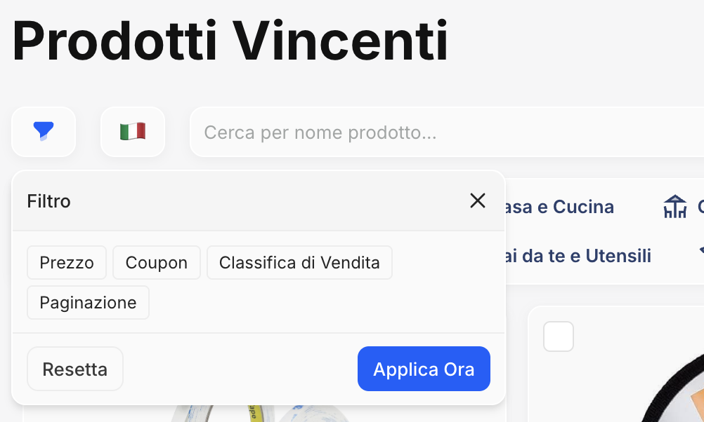 Pagina Prodotti Vincenti - Filtri