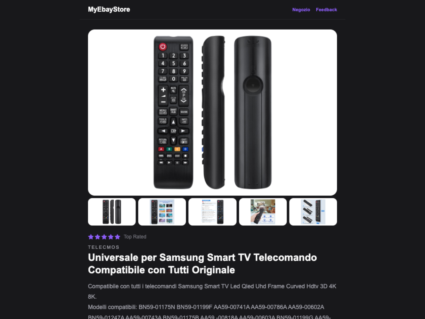 Template eBay Tema Scuro