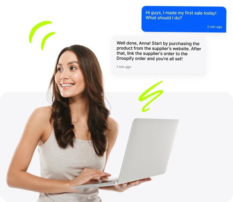 Gruppo di venditori che si confrontano nella community Droopify